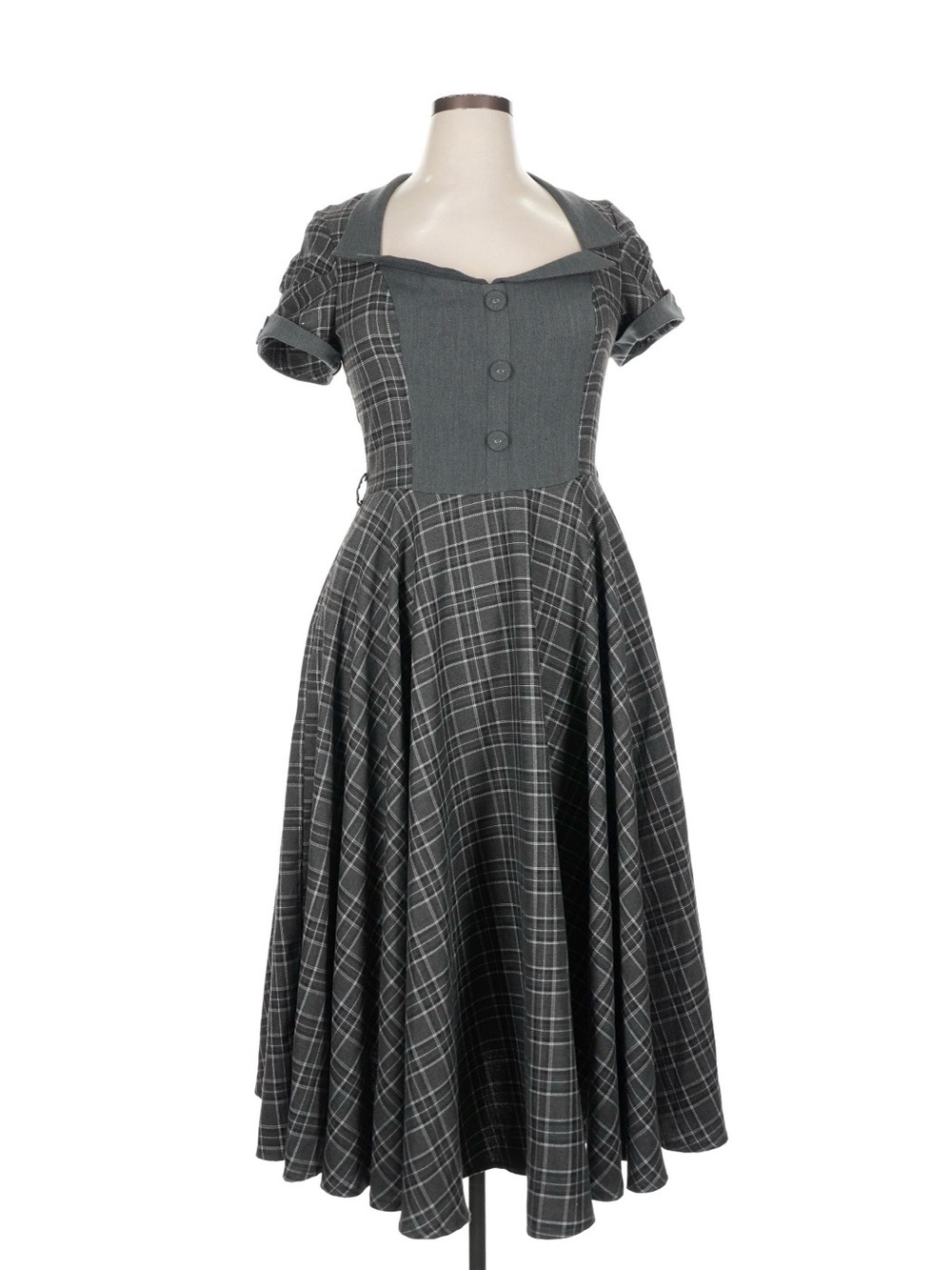 Voodoo Vixen Women’s Gray White And And Black Dress Plaid A Line Size XL